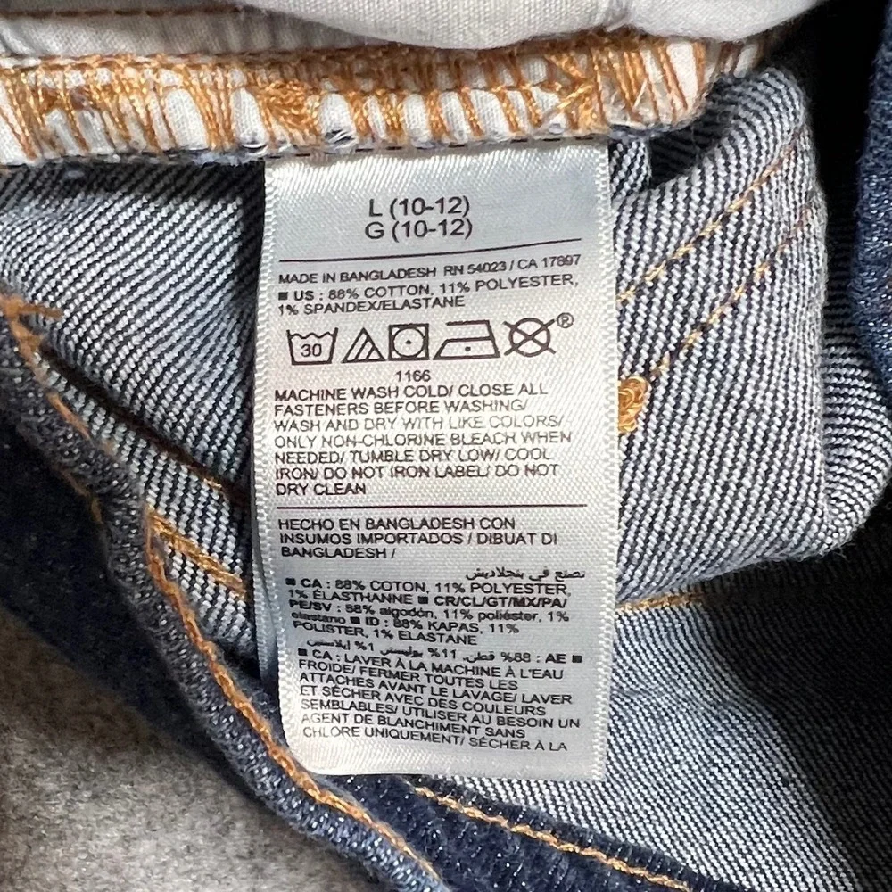 Old Navy Girls Dark Wash Built-In Tough Boot-Cut Jeans Size L 10-12 Pull On